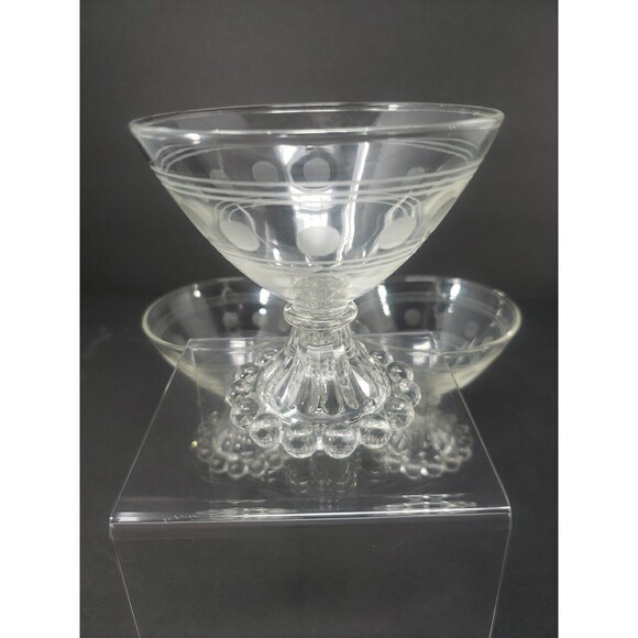 Anchor Hocking Berwick Boopie Champagne Sherbet Footed Etched Design Vintage MCM - Picture 4 of 16